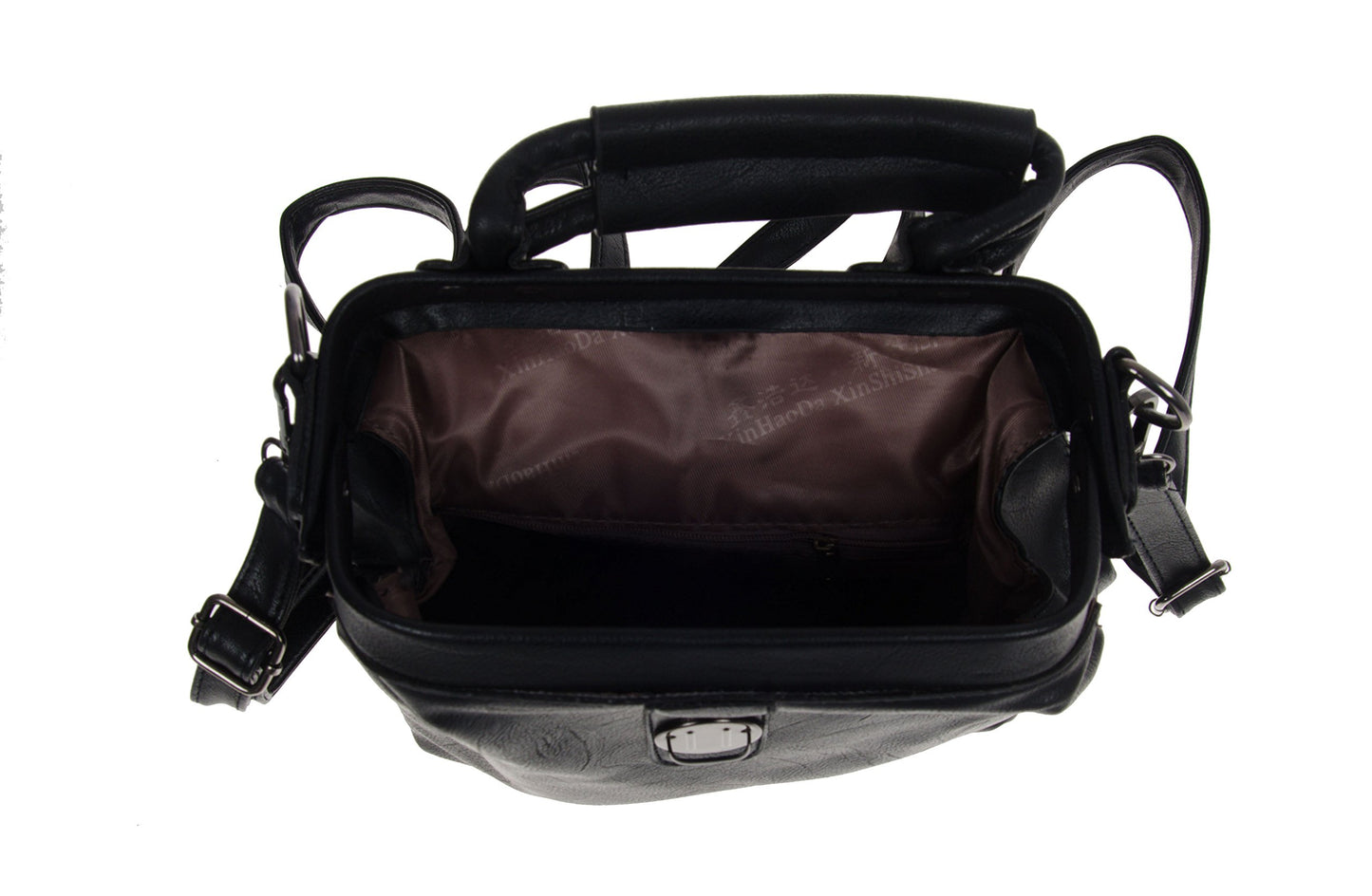 Artisan Crafted Leather Look Handbag Backpack/College Bag/Office Bag/Shoulder Bag (Black) with Removable Straps For Women/Girls
