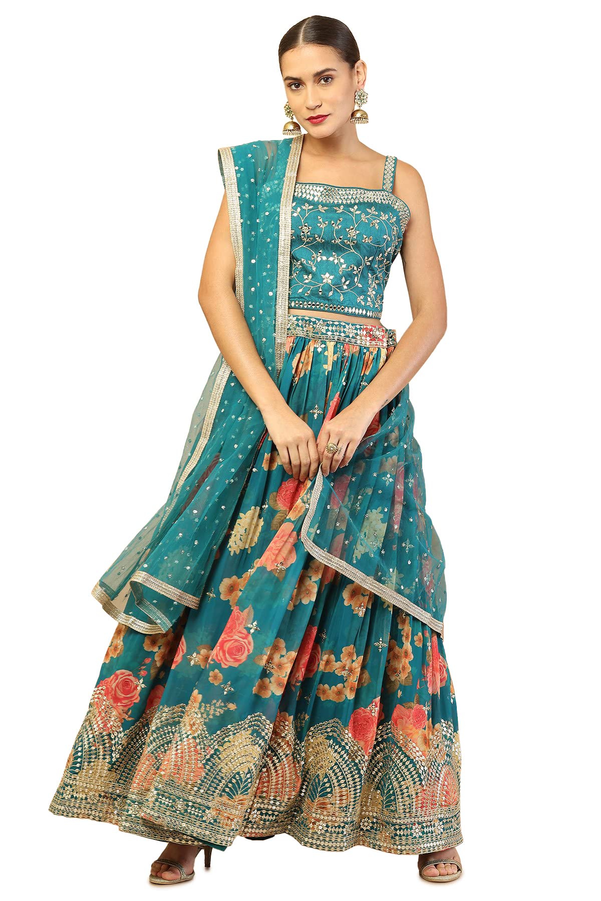 Soch Female Green Floral printed Lehenga choli set