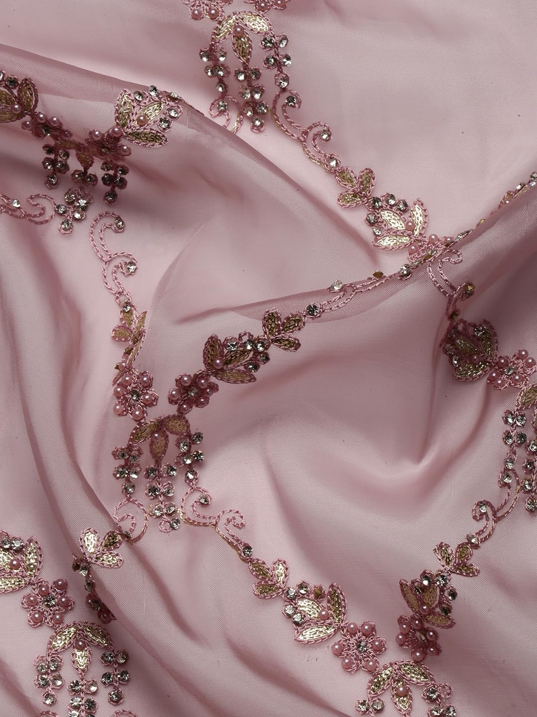 MOHEY Women's Organza Machine Resham Boota & Border Work Saree with Unstitched Blouse Piece - Purple