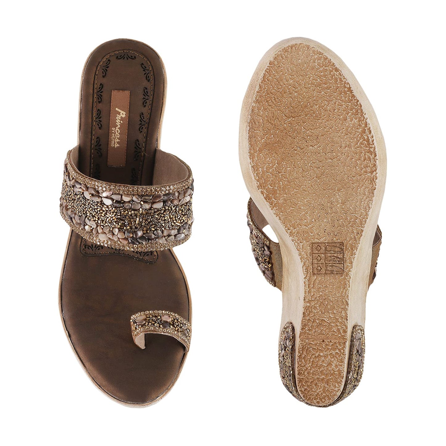 Metro Women's Gold Fashion Sandals-7 UK (40 EU) (54-2468)