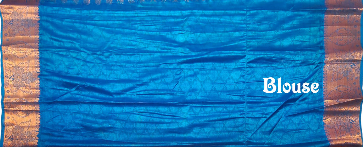 VFCollections Women's Kanchipuram Silk Pure Pattu Sarees With Blouse (Vfc320-118), Multi