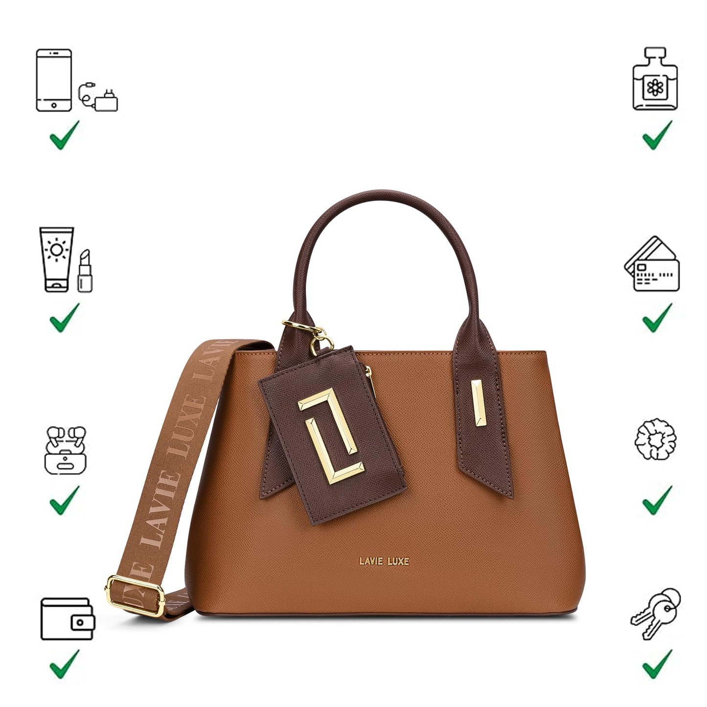 Lavie Luxe Women's Duo Rumba Satchel Bag for Women | Satchel Handbag for Work | Ladies purse | Stylish Shoulder Bag | Gift for Women