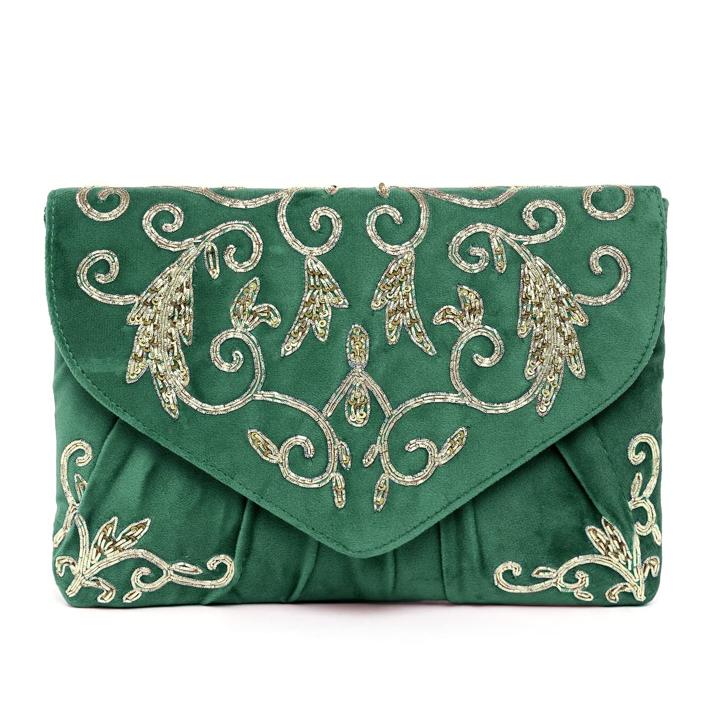 Peora Green Clutch Purses for Women Handmade Evening Handbags Bridal Clutch(C85GRN)