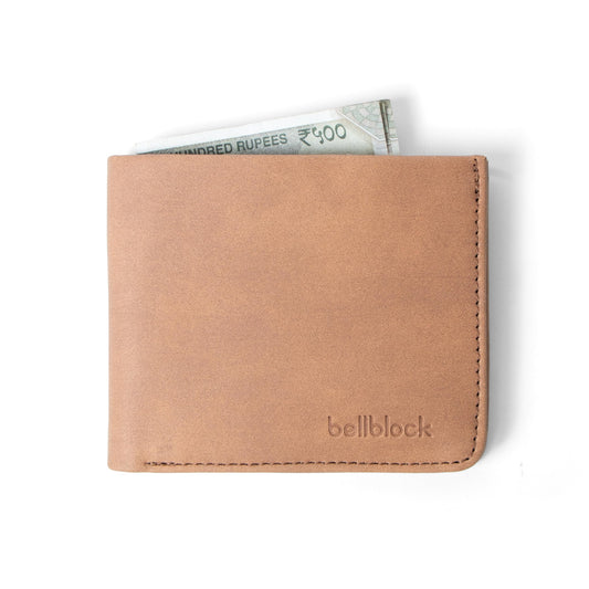 Bellblock Bifold Minimal Wallet for Men | Slim Handcrafted Mens Wallet | with Sim, Mobile Pin & Hidden Extra Card Slots | Vegan Leather | Tangerine (Pack of 1)