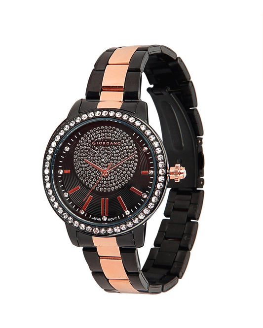 Giordano Analog Watch for Women Diamond Studded with Metal Strap Ladies Wrist Watch Water Resistant Elegant Watches for Women to Compliment Your Look Ideal Gift for Women - GZ-60045
