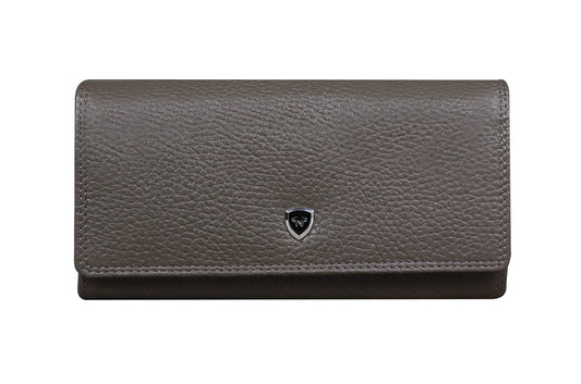 Women's Genuine Leather Wallet-Long Purse Wallet with Multiple Card Slots, Zip Pocket and Note Compartment (Tope)
