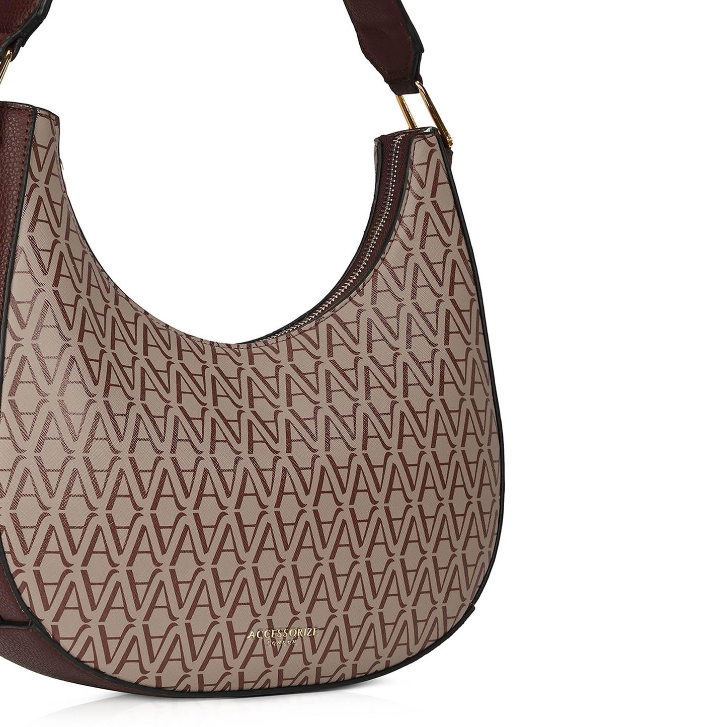 Accessorize London Women's Amara Monogram Hobo Bag I Shoulder Bag For Ladies| Ladies purse | Stylish Shoulder Bag | Ladies Gift