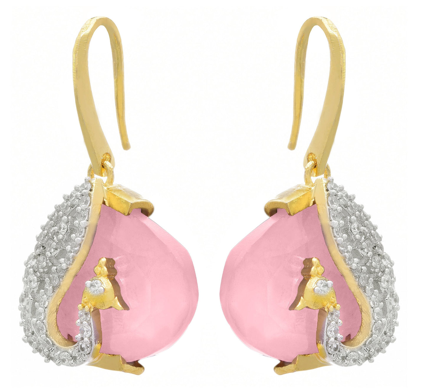 JFL- Fusion Ethnic One Gram Gold Plated Peacock Cz American Diamond Designer Earrings for Women and Girls (Baby Pink),Valentine