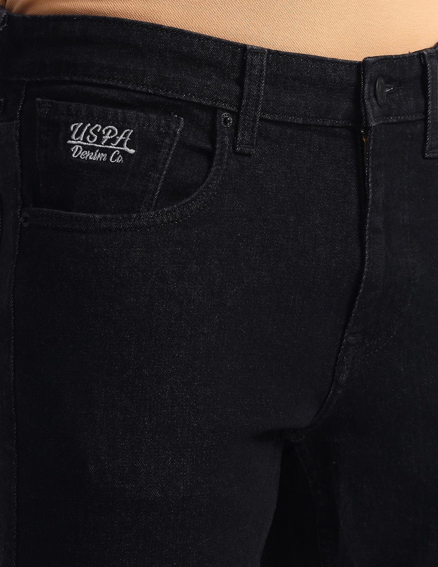 U.S. POLO ASSN. Men's Brandon Slim Tapered Fit Mid Rise Jeans (UDJENO1805_Black_32)