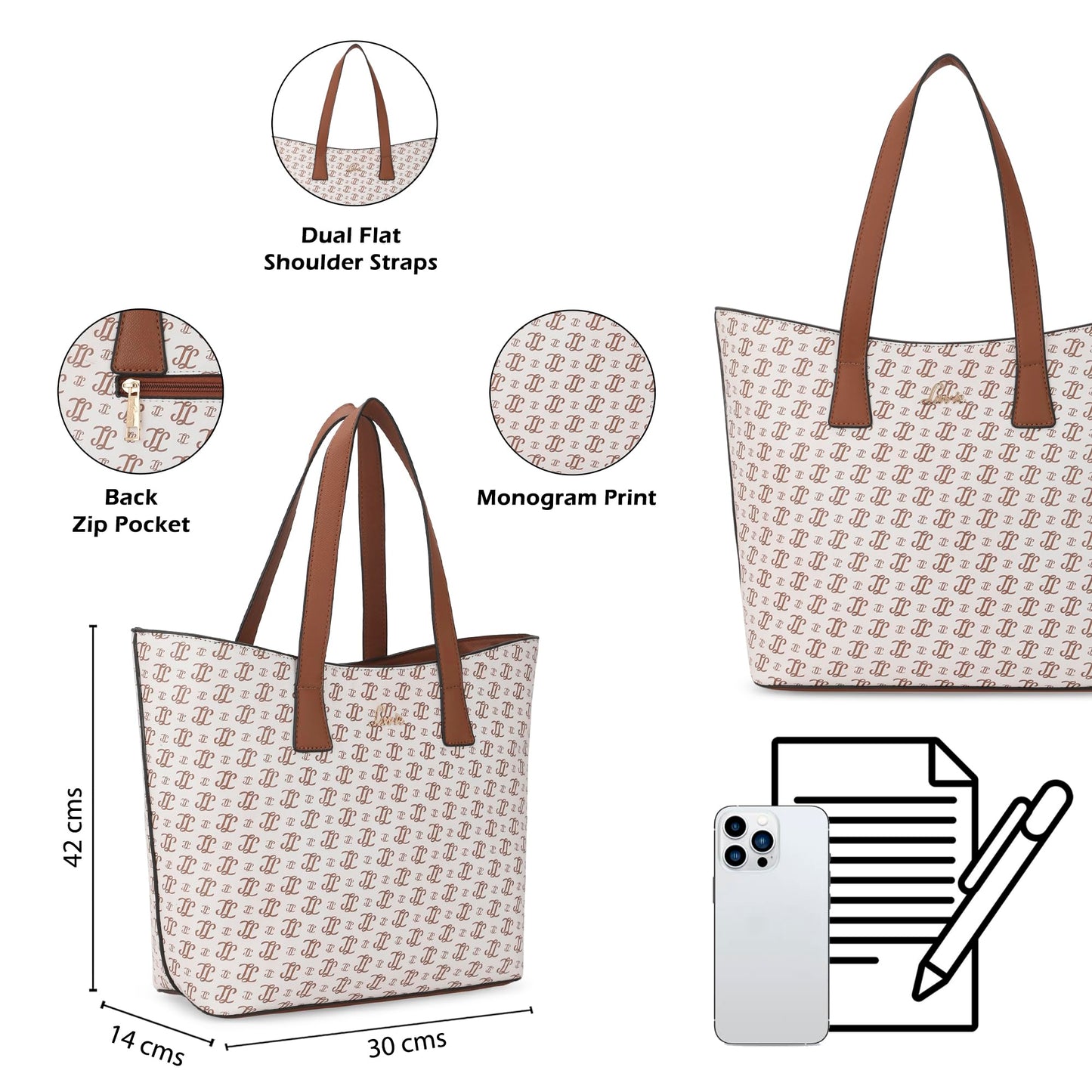 Lavie Women's Mono LL Harper Tote Bag for Women | Tote Bag for Work | Ladies purse | Stylish Shoulder Bag | Gift for Women