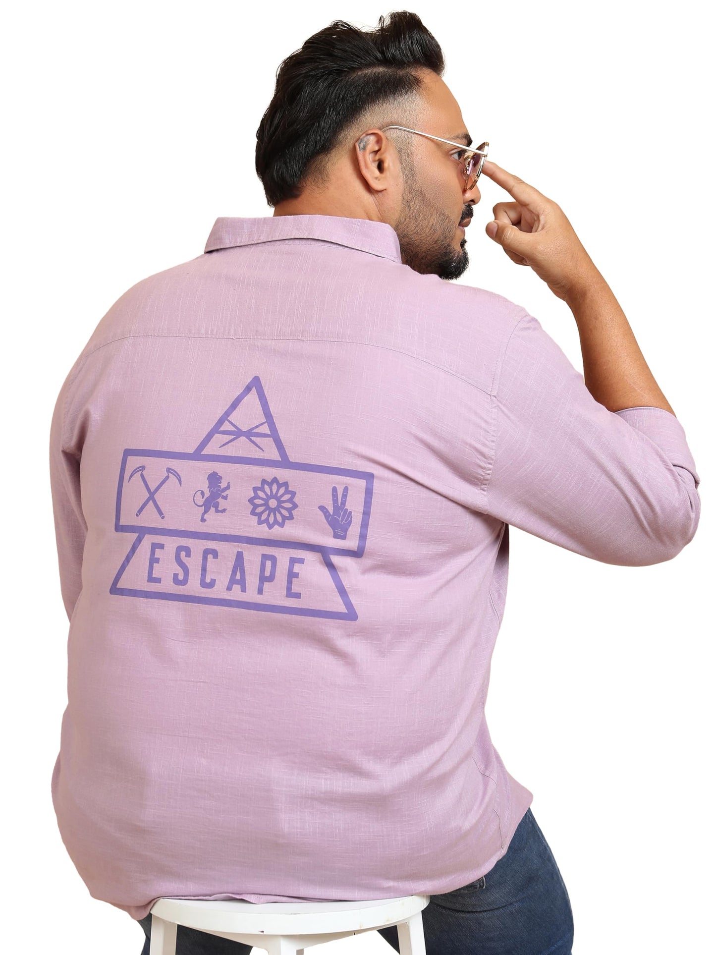 Highlander Men's Plus Size | Spread Collar | Long Sleeves | Pure Cotton | Casual Shirt Lavender