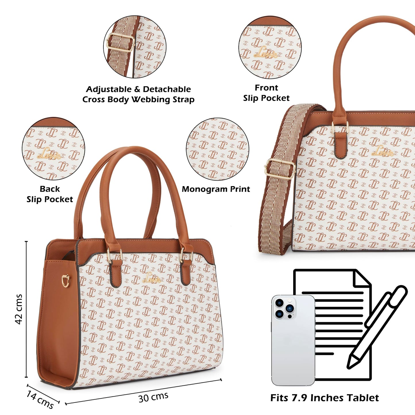 Lavie Women's Mono LL Nelly 3C Satchel Handbag for Women | Satchel Bag for Work | Ladies purse | Stylish Shoulder Bag | Gift For Women