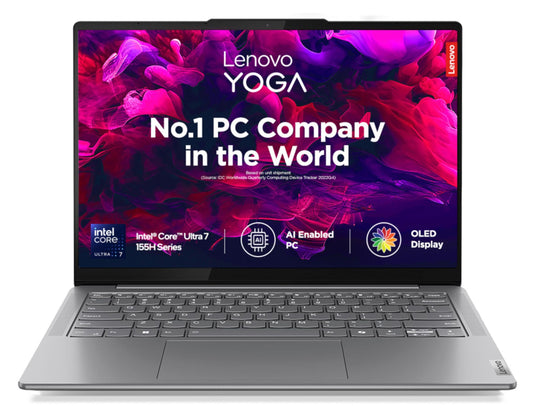Lenovo Yoga Slim 7 Intel Core Ultra 7 155H AI PC 14"(35.5cm) WUXGA-OLED 400Nits Laptop (16GB/512GB SSD/60Hz/100% DCI-P3/Win11/MSO 24/1Yr ADP Free/Luna Grey/1.39Kg), 83CV00DHIN