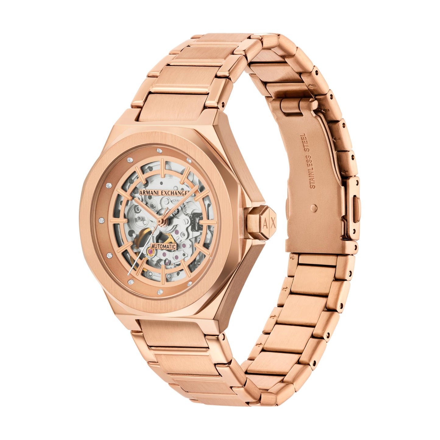 Armani Exchange NA Rose Gold Automatic Stainless Steel Watch AX4619