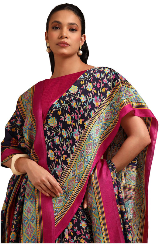 Soch Womens Multicolour Pashmina Floral Print Saree