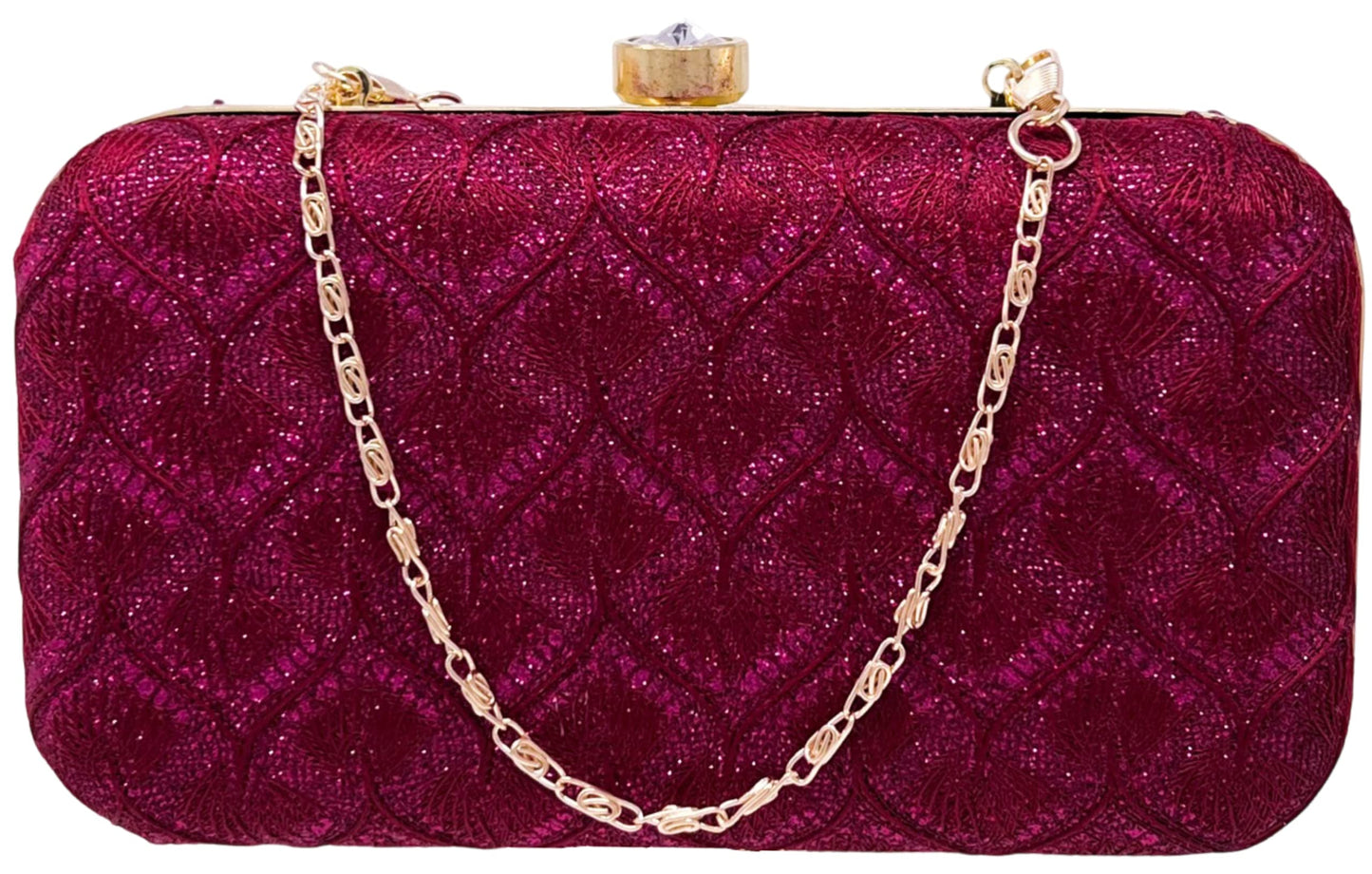 AILTINO Women's Oval Frame Clutch, Detachable Sling Chain, Ladies Party Wedding Purse Bag, Purple