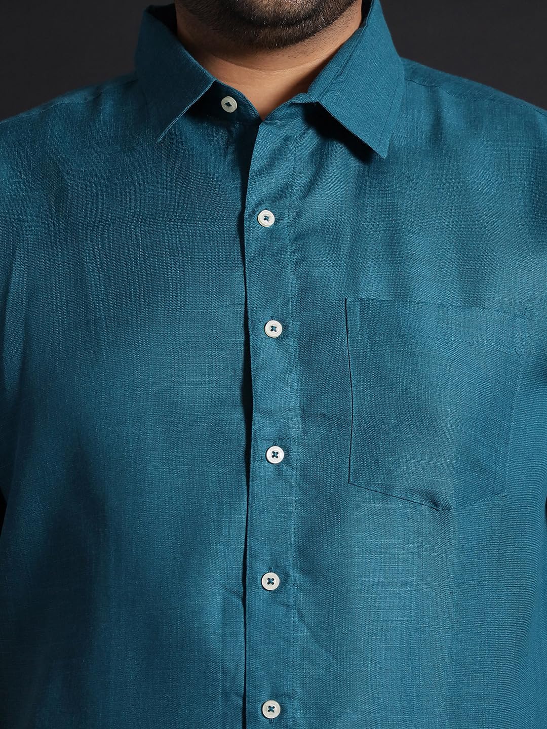 Bigbanana Plus Size Men's Regular Fit Solid Shirt (Britain-Teal,Teal,5XL)