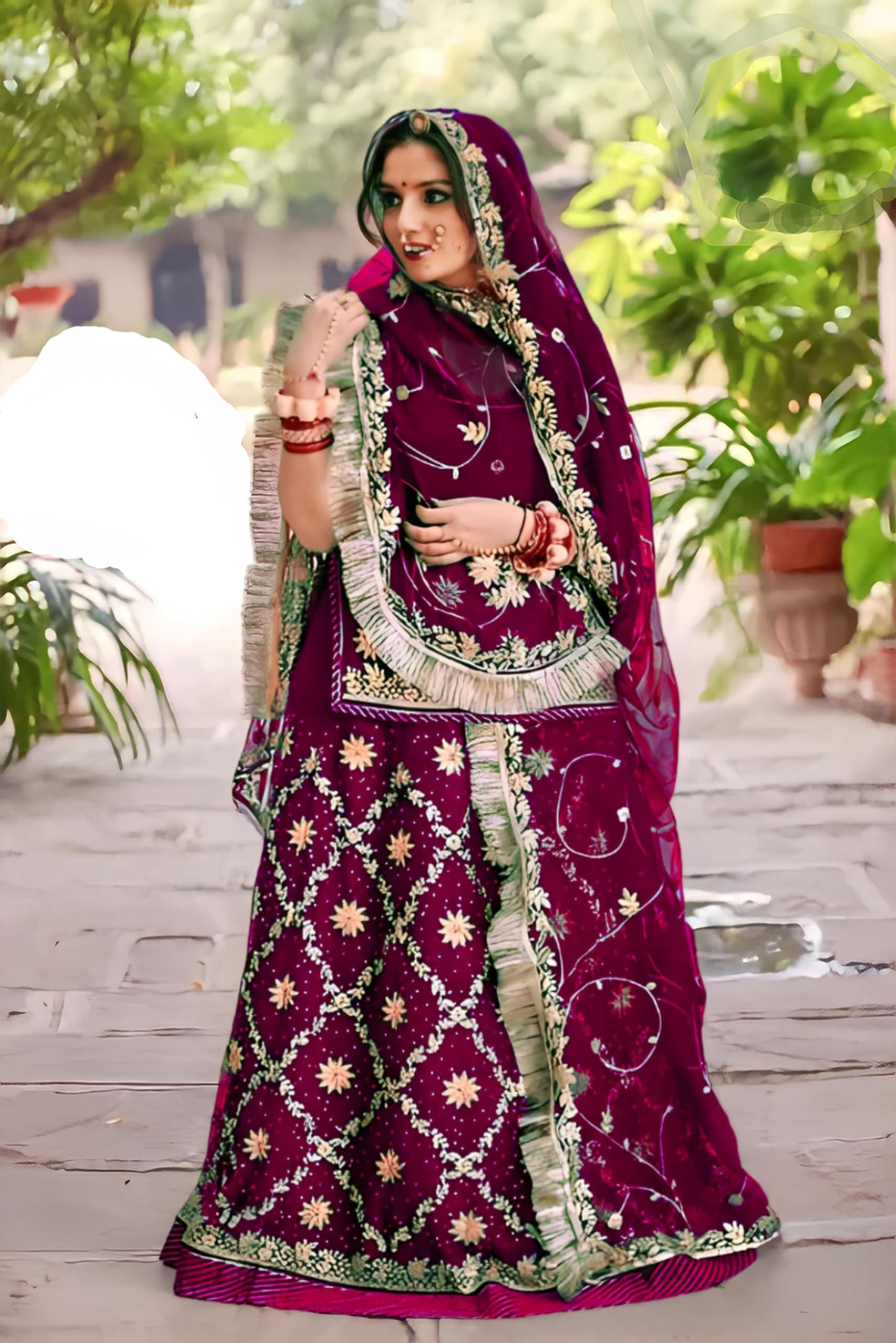 SHYAMLATA Women's Embroidered Shimmer Silk Ethnic wear Semi-stitched Rajasthani Lehenga Choli With Dupatta Set