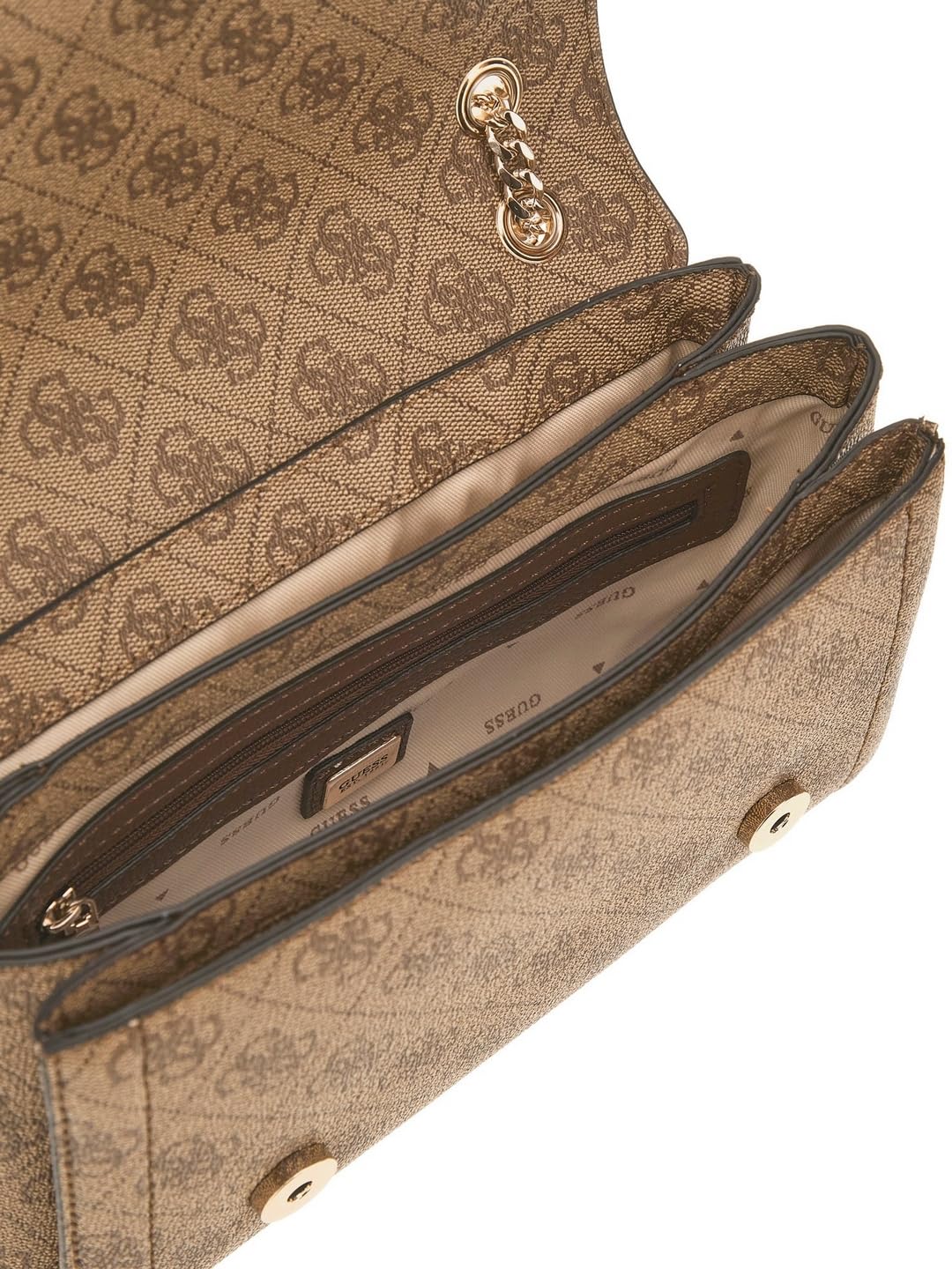 GUESS Brown Printed Noelle Convertible Flap Crossbody Bag