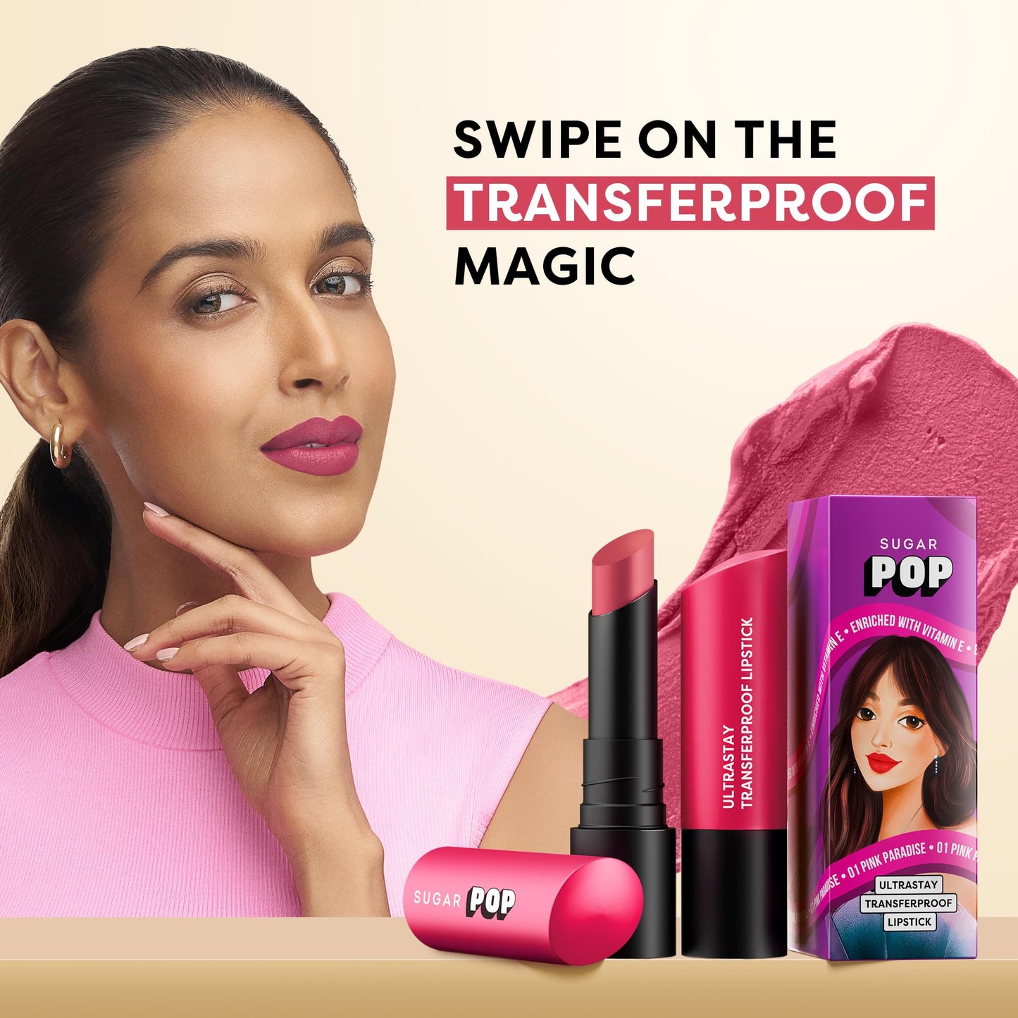 SUGAR POP Ultrastay Transferpoof Lipstick with Vitamin E | Smooth Glide | Waterproof | Longlasting | 4gm - 17 Brown Brilliance