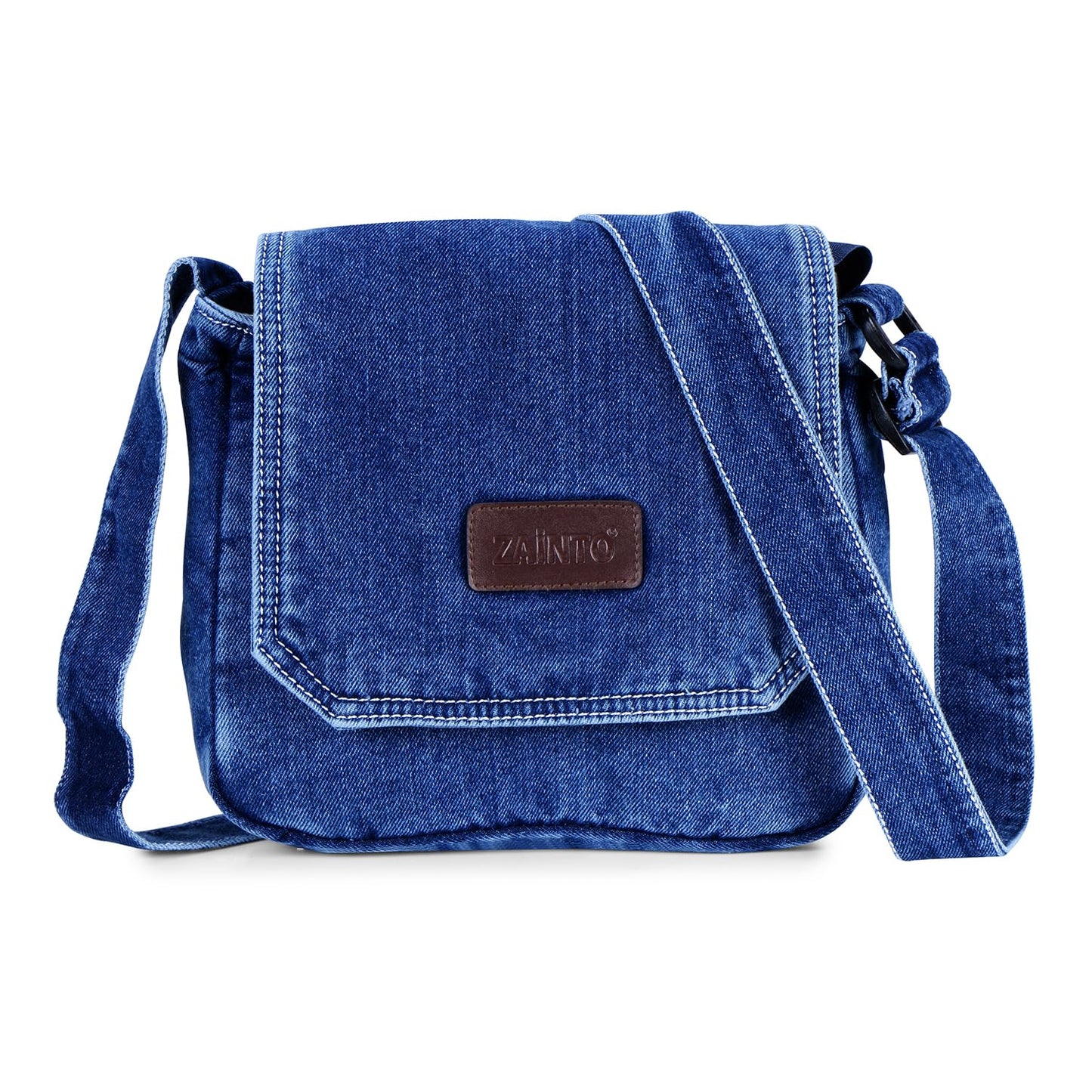 ZAINTO® Blue Denim Sling Bag for Women | Small Crossbody Shoulder Bag for Office, Travel & Casual Use | Eco-Friendly Premium Fabric | Lightweight & Stylish Everyday Sling Purse for Girls & Ladies