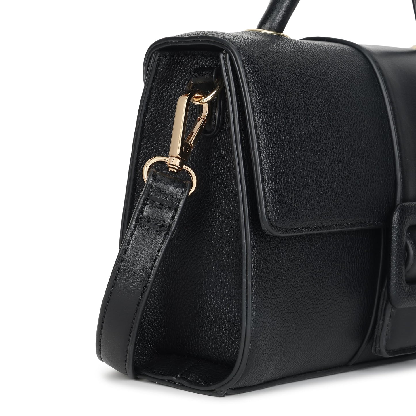 Fastrack Boldlock Satchel Bag | Women’s Faux-Leather Handbag | Top Handle & Detachable Strap | Magnetic Flap + Zipper Closure | Everyday Casual & Work Carry