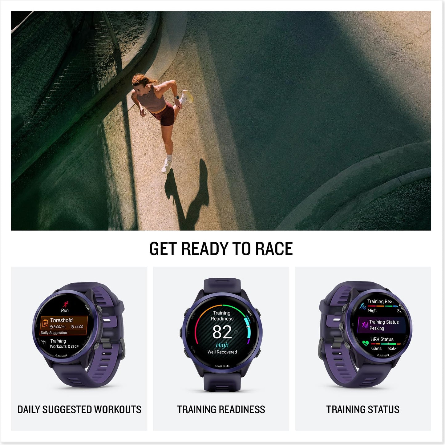 Garmin® Forerunner® 570, 47mm, Advanced GPS Running and Triathlon Smartwatch, AMOLED Display, Training and Recovery Features, Indigo Aluminum with Translucent Imperial Purple/Indigo Band