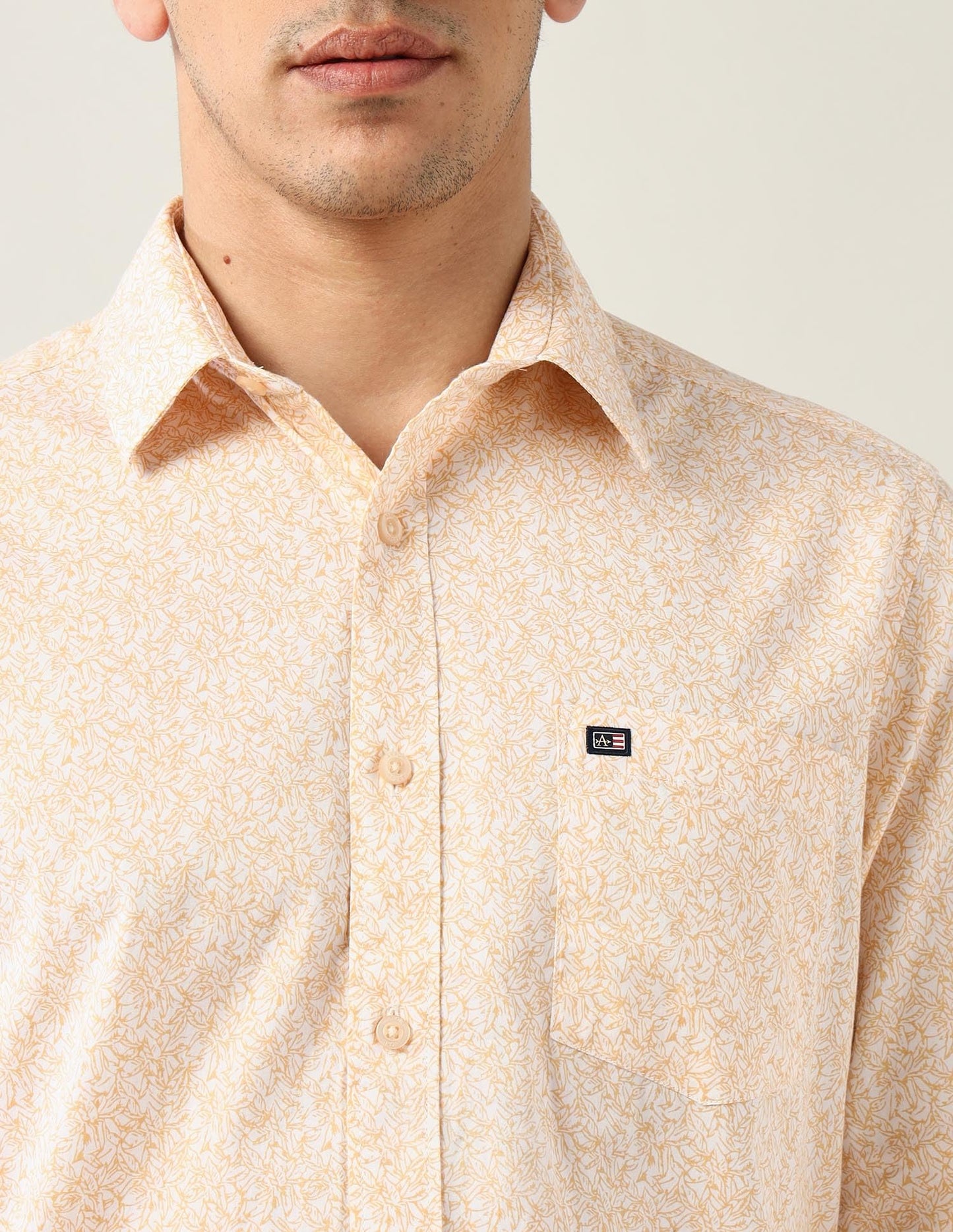 Arrow Sports Men's All-Over Printed Slim Fit Shirt Light Yellow