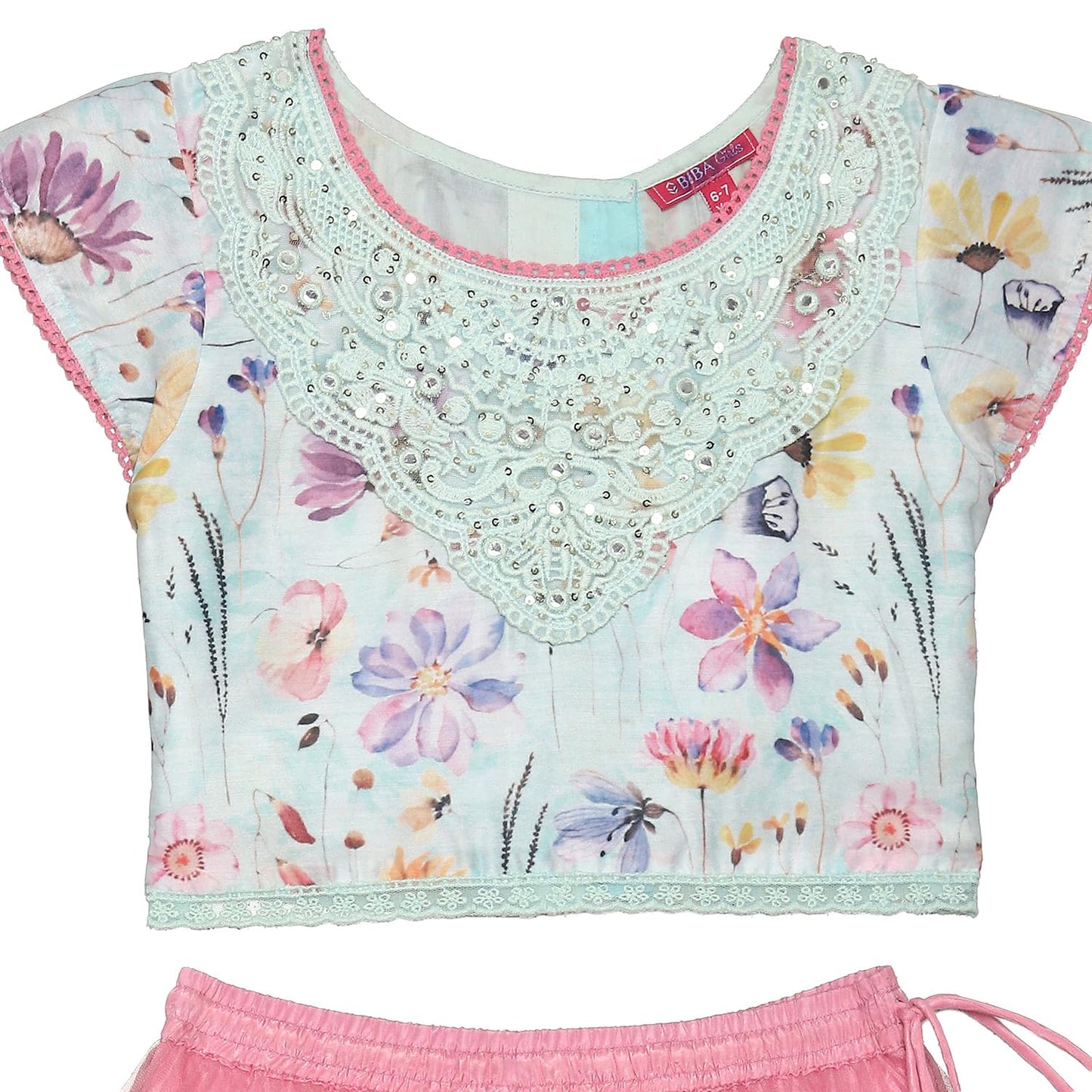BIBA Girls PRINTED STRAIGHT KID(KWFLORAL SPLENDOUR5834_PINK_11)