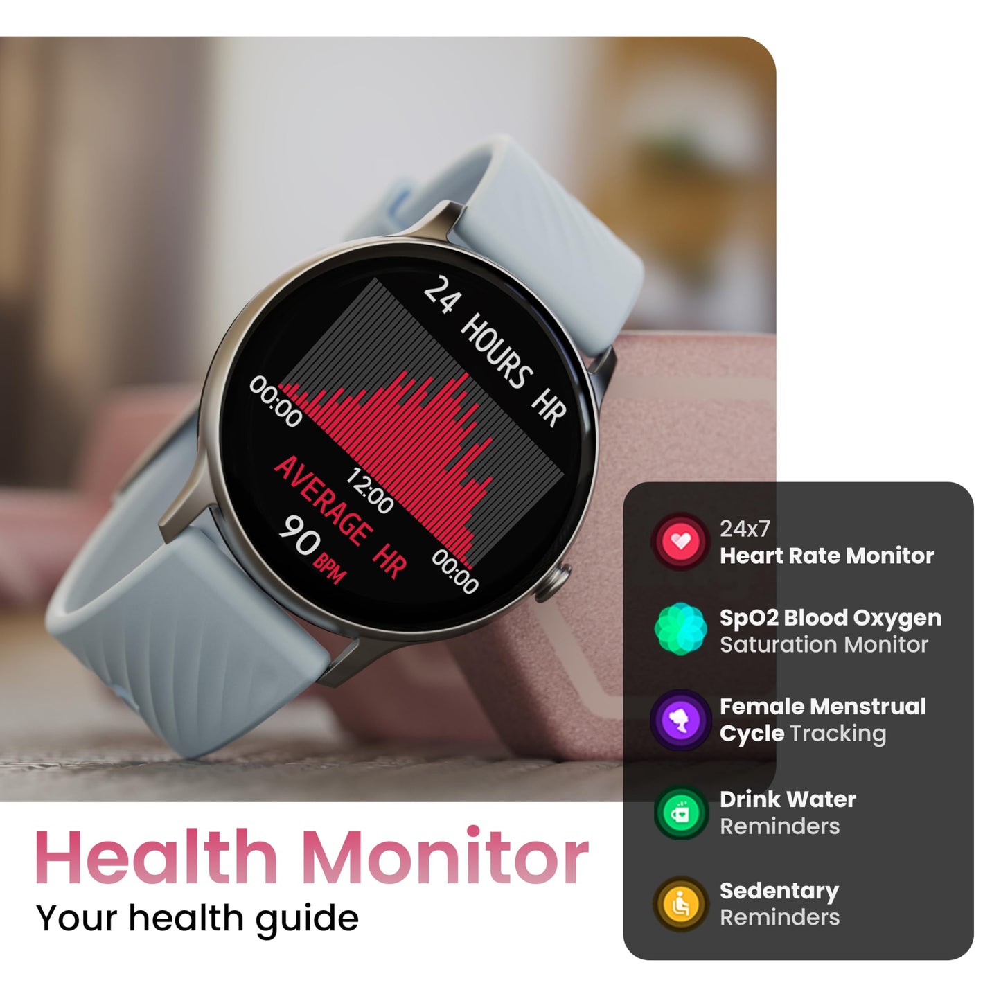 GOBOULT Dire Smartwatch 1.38'' 2.5D Curved HD Display, BT Calling, 500 Nits Brightness, IP67, 250+ Watchfaces, 120+ Sports Modes, AI Voice Assistant, SpO2 Monitoring (Blue)