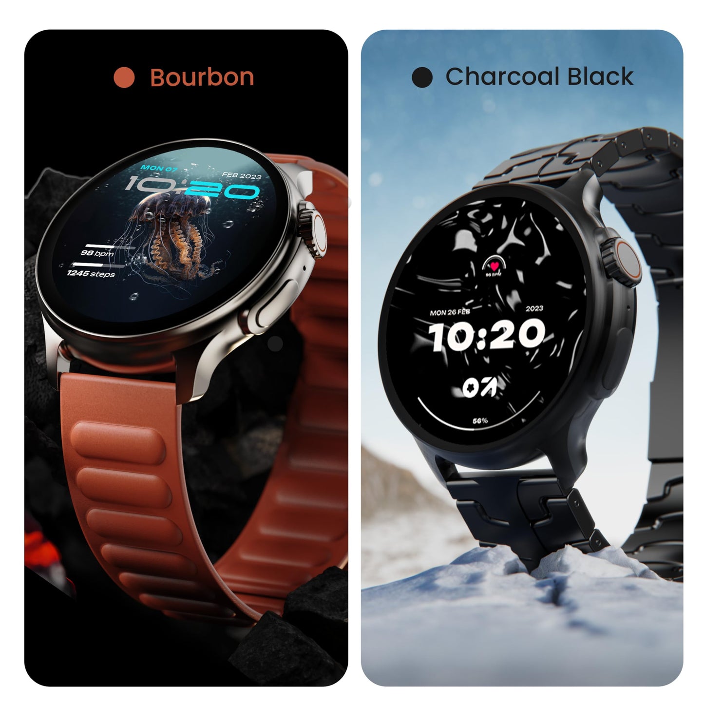 GOBOULT Crown R Pro 2 Smartwatch 1.43''HD AMOLED Display, BT Calling 5.2, 600 Nits Brightness, IP67, 150+ Watchfaces, 120+ Sports Modes, AI Voice Assistant, SpO2 Monitoring (Charcoal Black)