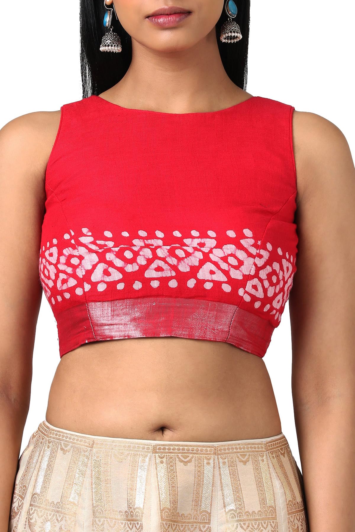 Soch Womens Fuchsia Linen Batik Print Sarees With Tassels