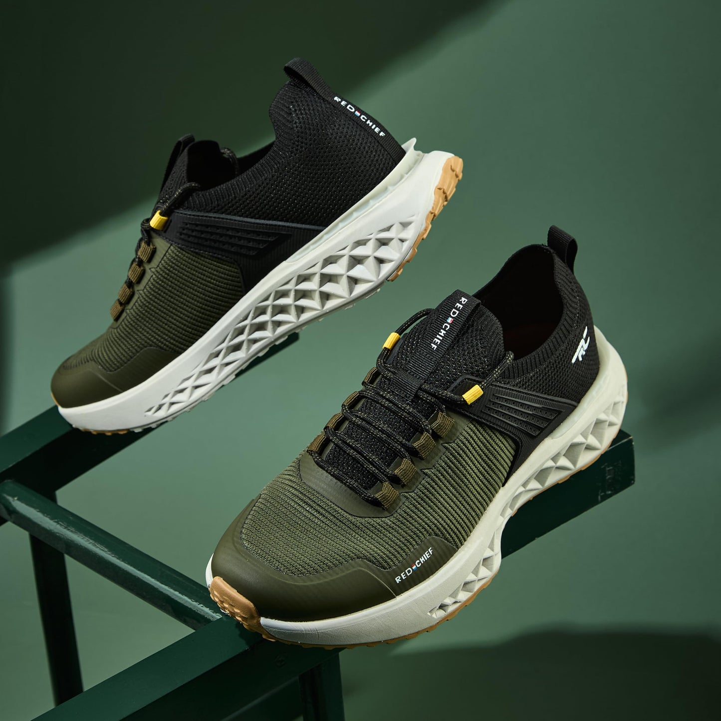 Red Chief Sports Walking Shoes for Men & Boys | Stylish Lightweight Lace-Up Casual Shoes Trendy Outdoor Comfortable Walking Footwear | Black-Olive | Size-7 | W7014 F022