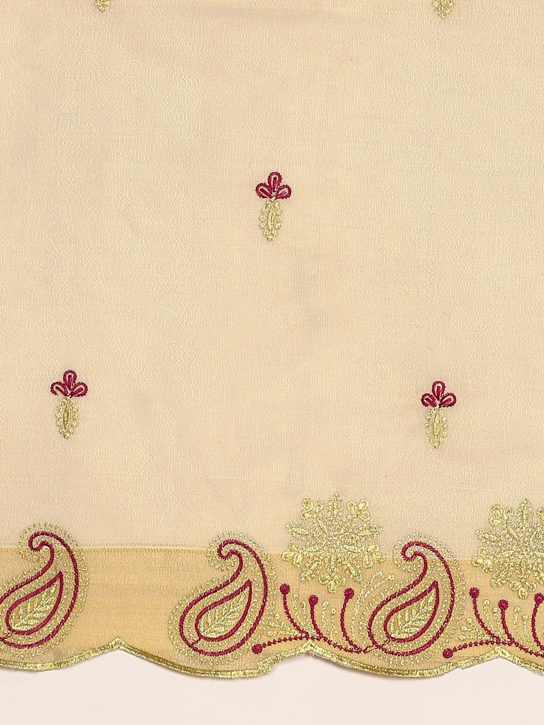 RAMRAJ COTTON Kerala Cream Gold Jari Weaving Saree (Cream_13)