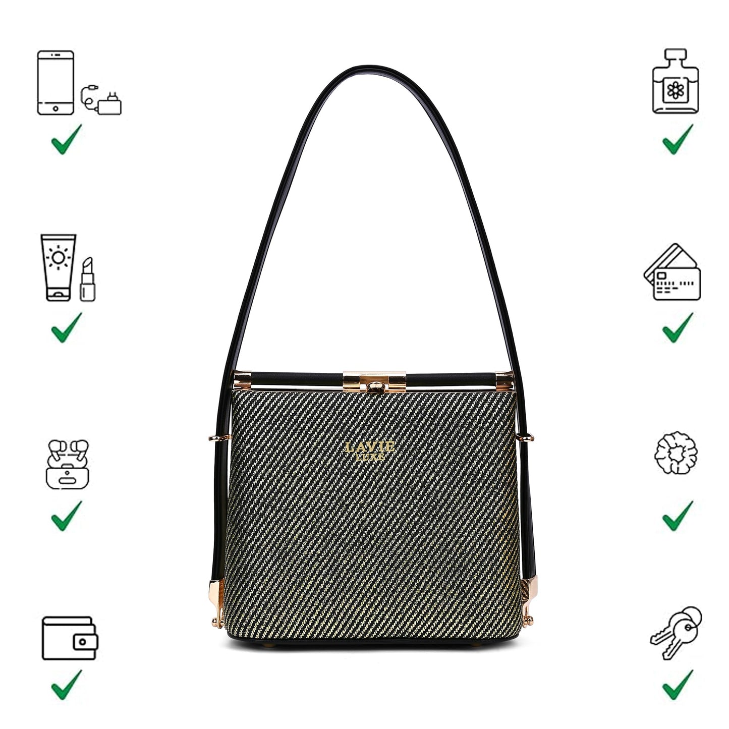 Lavie Luxe Women's Glam Glare Small Frame Satchel Handbag | Satchel Bag for Work | Ladies Purse | Stylish Shoulder Bag | Gift For Women
