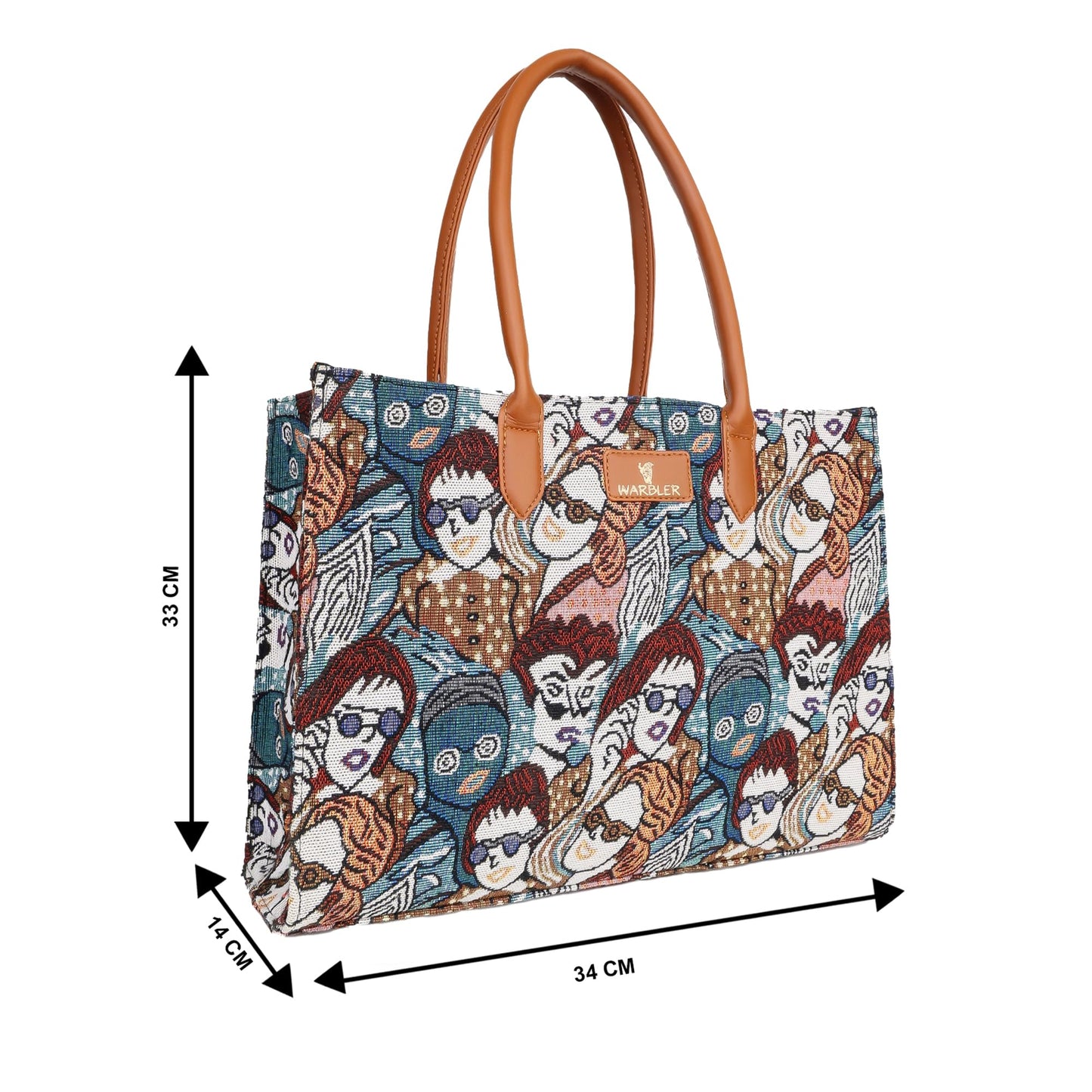 Warbler jacquard Tote Bag, printed Pattern, Casual Shoulder Handbag for work travell (Multicolor-1)