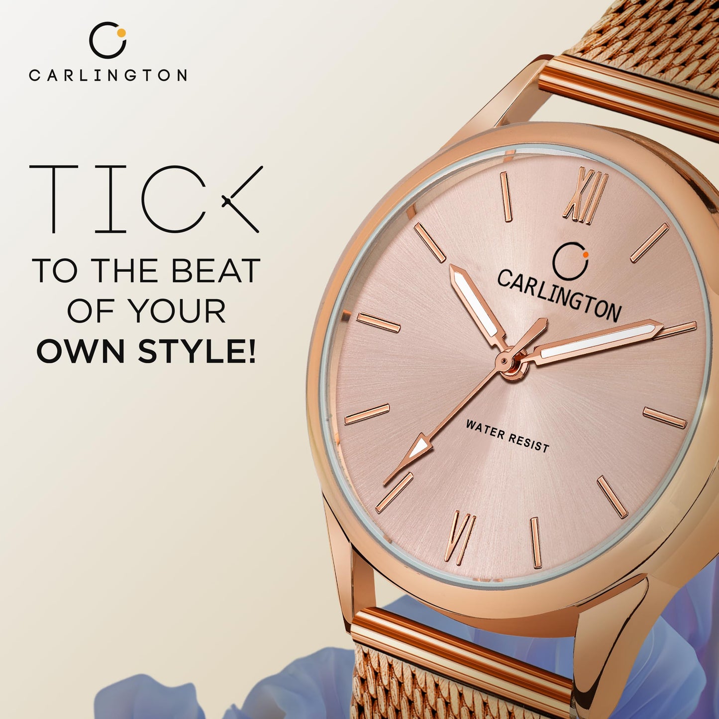 Carlington Womens Analog Ladies Wrist Watch With Mesh Strap-Ct 2008 Rose Gold