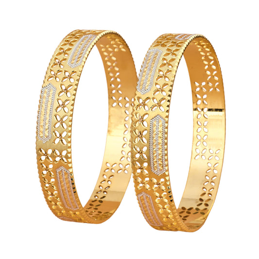 CYGNI BANGLES Elegant Gold-Plated Bangles for Women Traditional Design Jewelry (1 Pair)(F2-B-78-2.8)