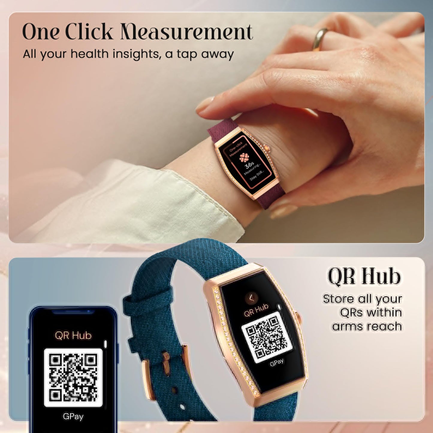 Titan Valerie Aura Women Smartwatch with 1.47” AMOLED Display,Crystal Studded Bezzel,Luna Wellness,UV/AQI Index,Animated Watchfaces,QR Hub,Stress Monitoring,Breathe Exercise,IP68- Wine Red