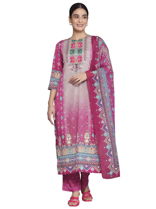 Libas Women's Poly Crepe Kurta Set (35707_Pink