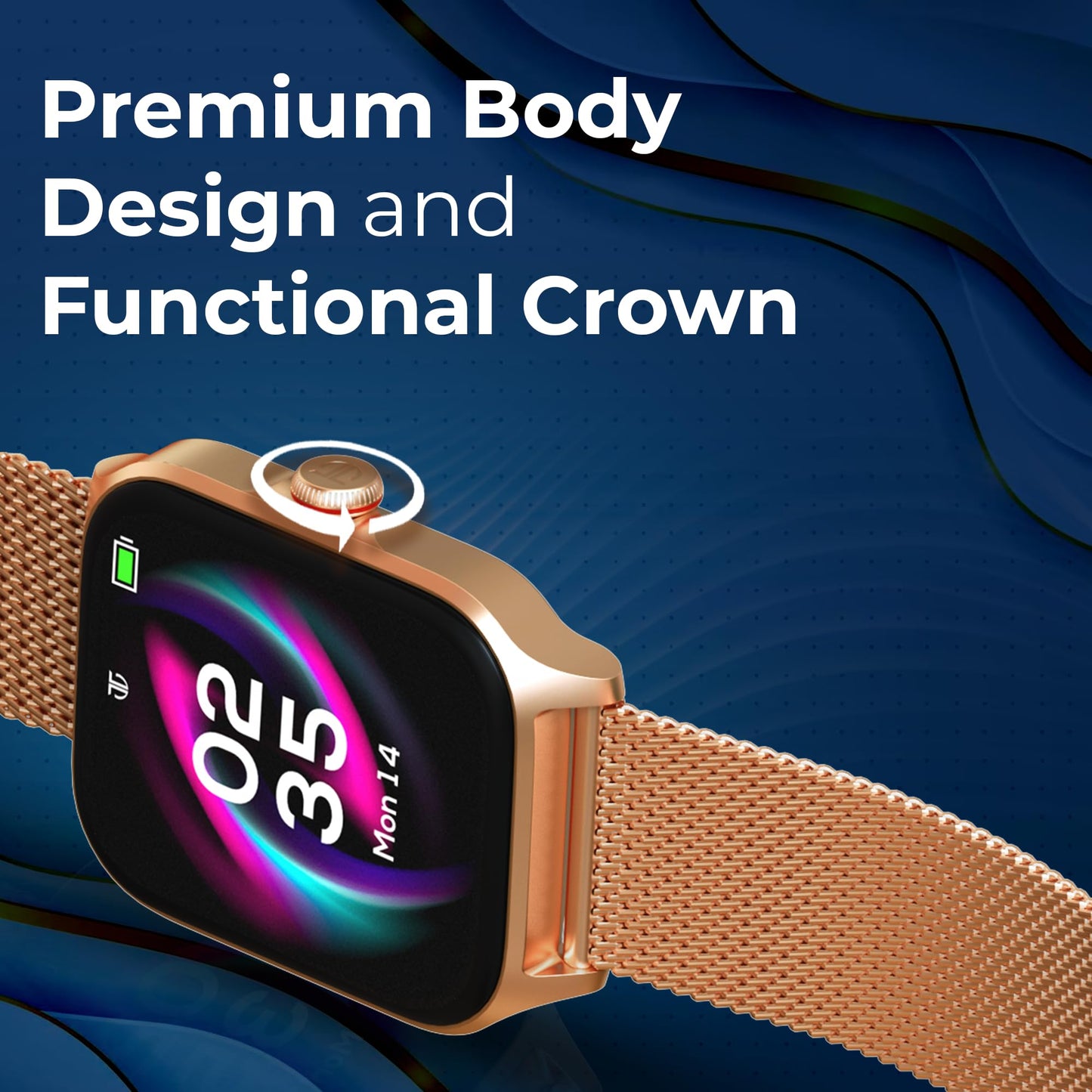 Titan Zeal 1.85" AMOLED Metal Case Smart Watch with BT Calling, SpO2, 100+ Sports Modes, Auto Sports Recognition, Fast Charging Smartwatch for Men & Women with – Brown Leather Strap (Rose Gold)