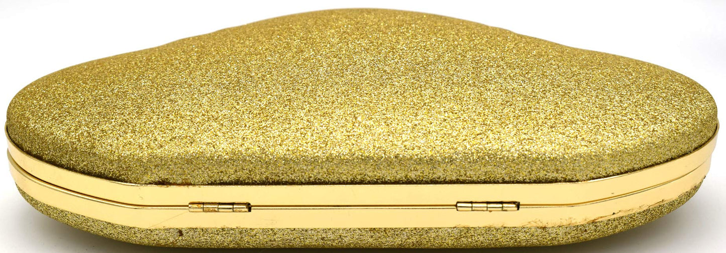 TOOBA Handicraft Beautiful Fancy Box Clutch Bag Purse for Bridal, Casual, Wedding Bag for Women & Girls (Gold)