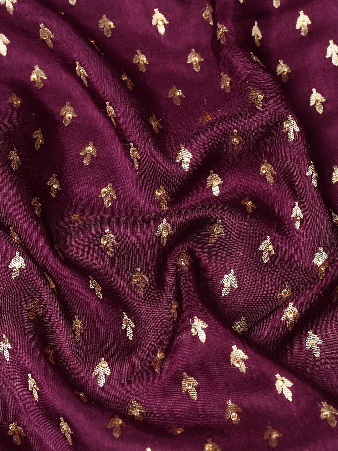 MOHEY Wine Art Silk Hand EMBROIDERY|Cutdana|Stone|Zari Weave Saree for Women