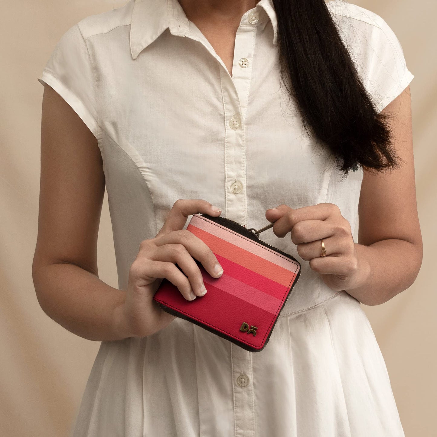 DailyObjects Berry Quin Women's Zip Card and Coin Wallet | Made with Vegan Leather Material | Slim and Easy to Fit in Pocket