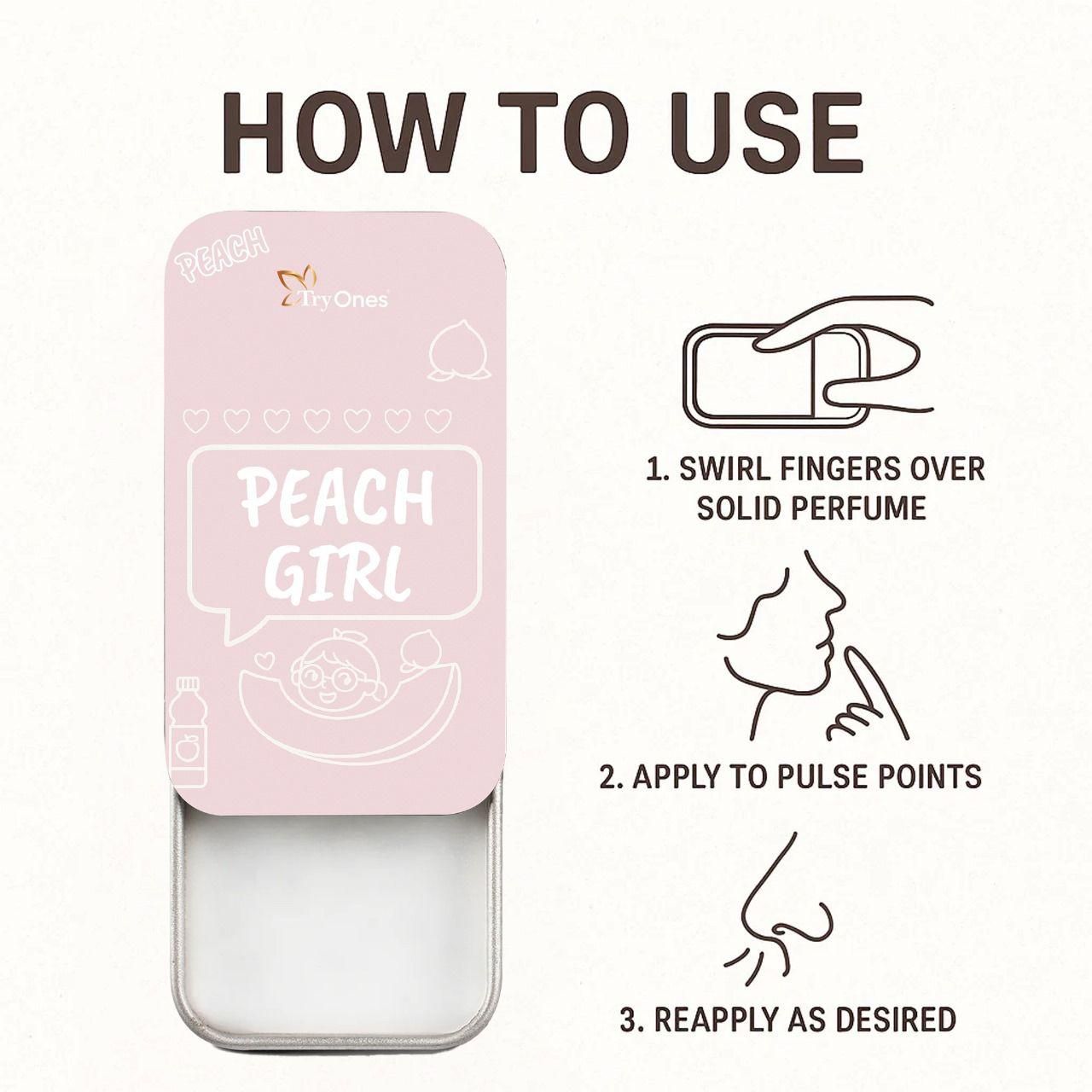 TryOnes PEACH GIRL Solid Perfume for Women 12gram (Pack of 2)