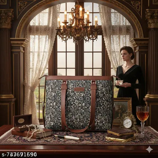 A  Floral Jacquard Tote Bag for Women