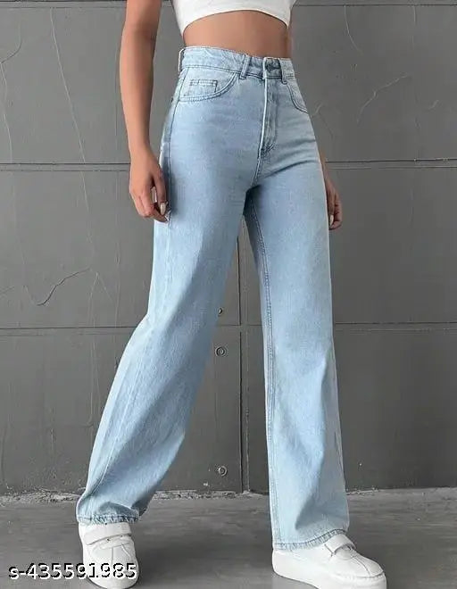 ICE BLUE PREMIUM WIDE LEG DENIM JEANS