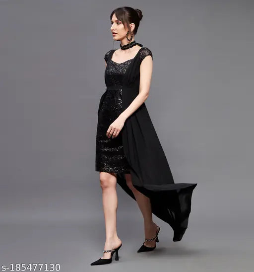 Miss Chase Women's Solid Black Dresses