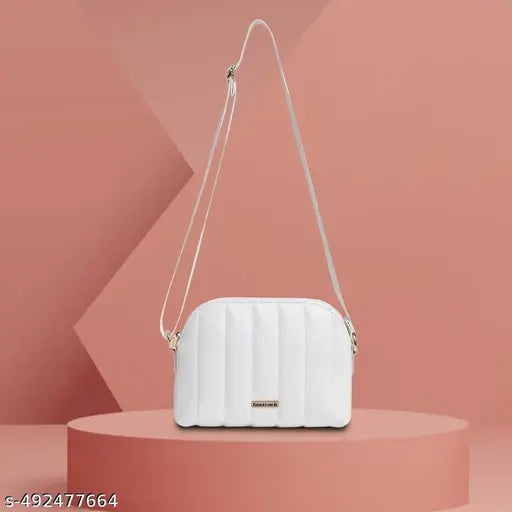 Fastrack Modern Quilted Sling Bag for Women | Trendy, Spacious Bag for Girls, Ladies, Women | Casual Bag Made from High Quality Faux Leather (White)