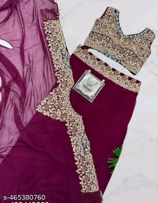 Georgette Semi-Stitched Lehenga with Unstitched Blouse and Dupatta